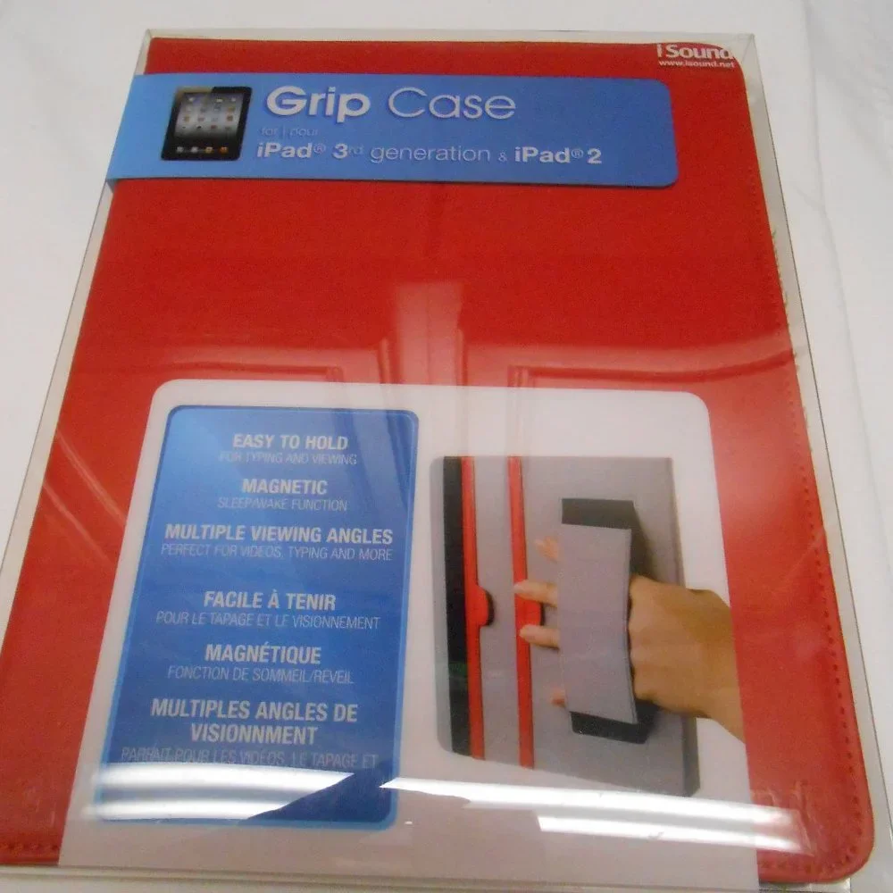New red Grip Case for iPad 3rd Generation & iPad 2 Magnetic multiple angles 📘
